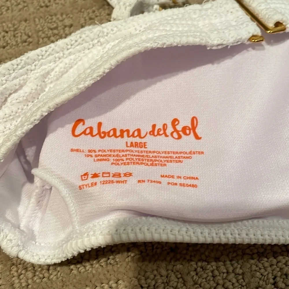White Textured Bikini  Top By Cabana del Sol